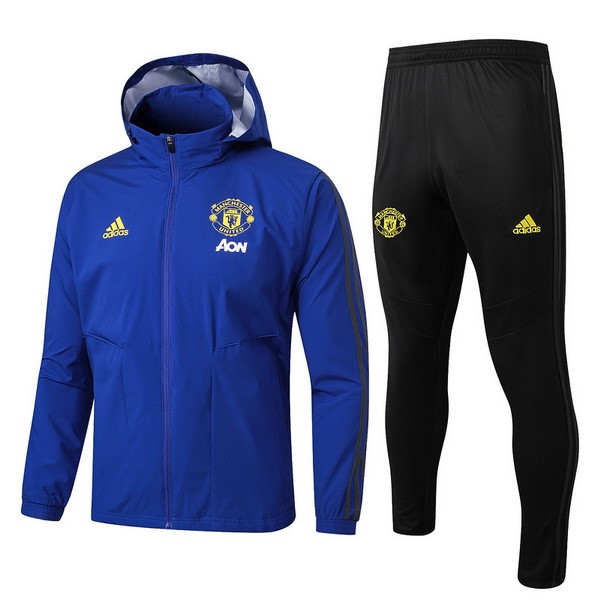 Windjacke Manchester United Komplett Set 2019-20 Blau Schwarz Fussballtrikots Günstig